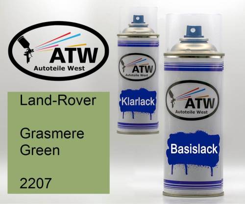 Land-Rover, Grasmere Green, 2207: 400ml Sprühdose + 400ml Klarlack - Set, von ATW Autoteile West.